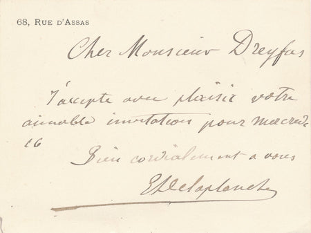  (1836-1891), sculpteur, prix de Rome carte autographe