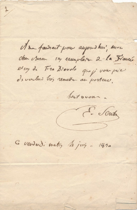  à un libraire Berou François-Esprit AUBER