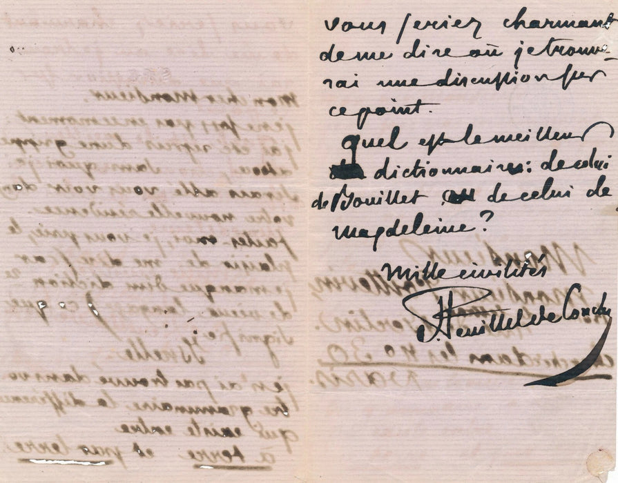 Félix FEUILLET DE CONCHES lettre autographe signée Poittevin dictionnaire mot