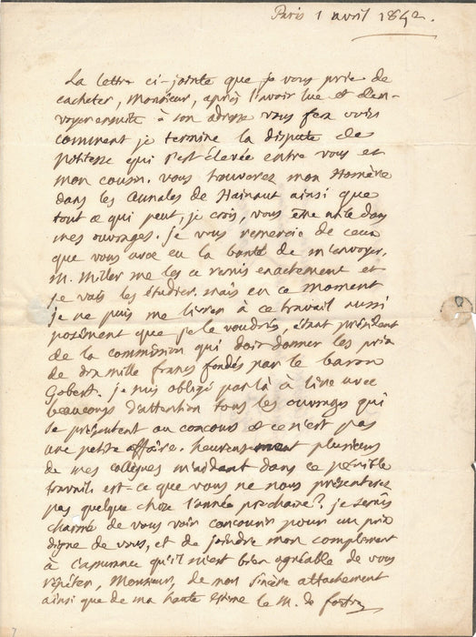 marquis de FORTIA D'URBAN à PIERQUIN DE GEMBLOUX dispute politesse autographe