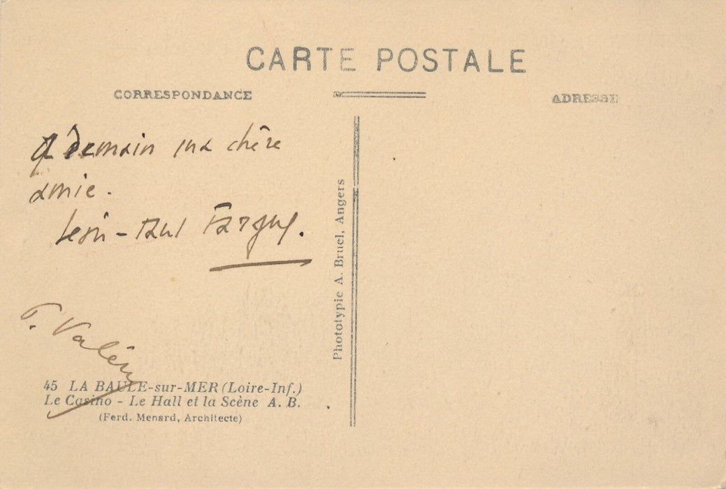Léon-Paul FARGUE Paul VALÉRY signatures autographe carte postale