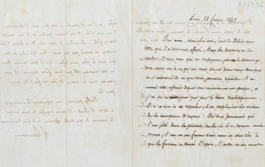 Félicité de LA MENNAIS belle lettre autographe signée peines de coeur d'un jeune homme