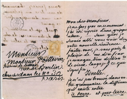 Félix FEUILLET DE CONCHES lettre autographe signée Poittevin dictionnaire mot