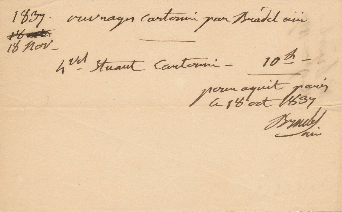 François-Paul BRADEL dit l'Aîné relieur facture autographe 1837