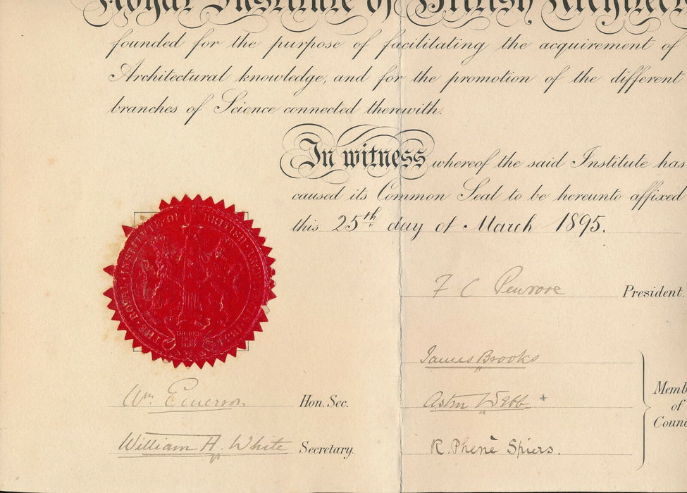 ROYAL INSTITUTE OF BRITISH ARCHITECTS Penrose Webb Spiers signatures autographes