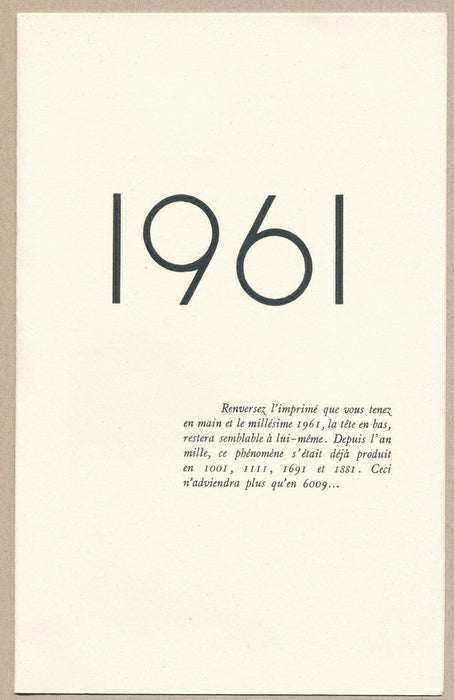  Avis de souscription de « 1961 » carte imprimée