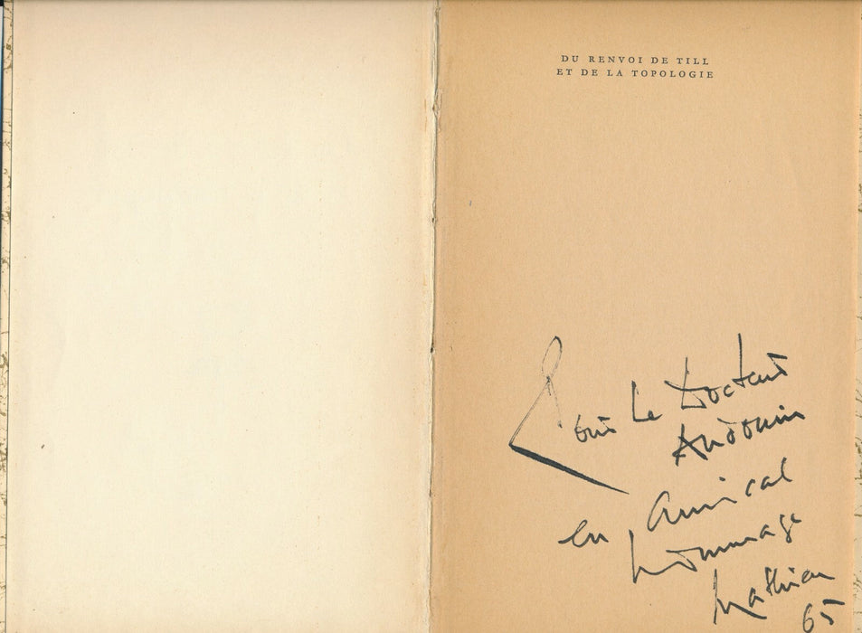 Georges MATHIEU Envoi autographe signé Mercure de France 1965