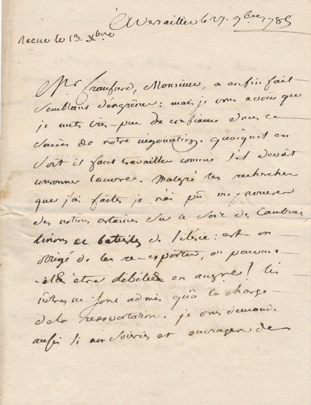 Rayneval Eden commerce traité lots documents autographe 1785