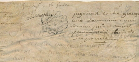 Jugement 1783 Isère J.-P. Chevalier de Rivoire contre vicaire Grange Annoisin 