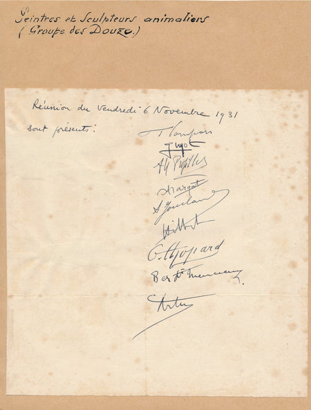 Peintres sculpteur animaliers Groupe des 12 9 signatures autographes