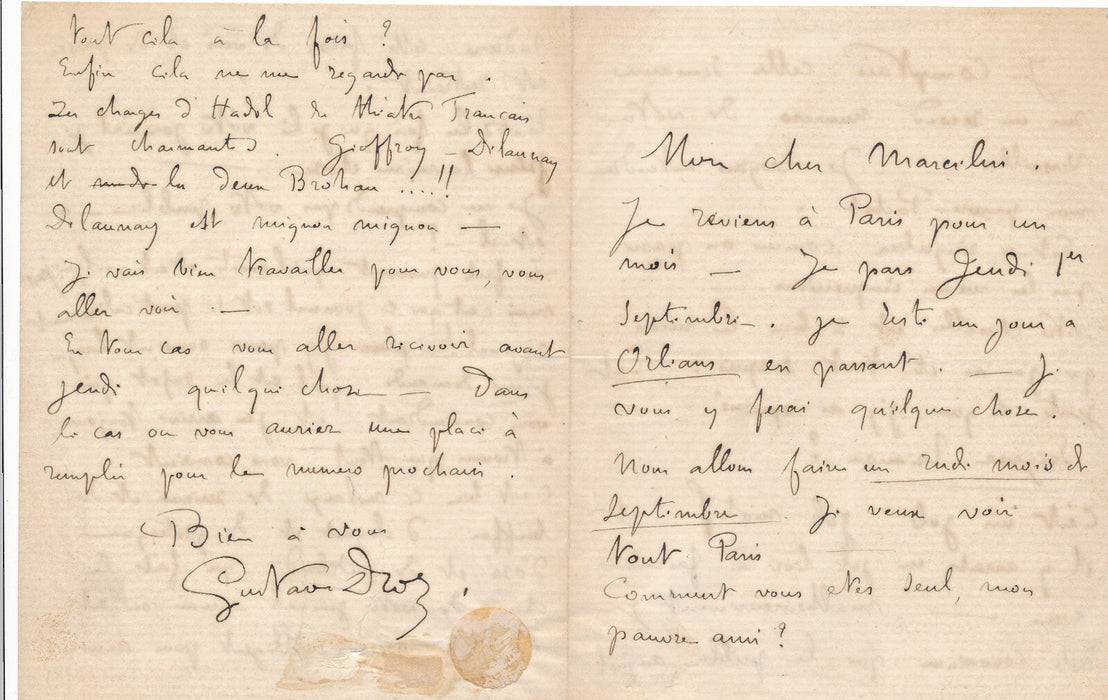 Gustave DROZ au dessinateur  MARCELIN sur revue Votre Versailles dessin