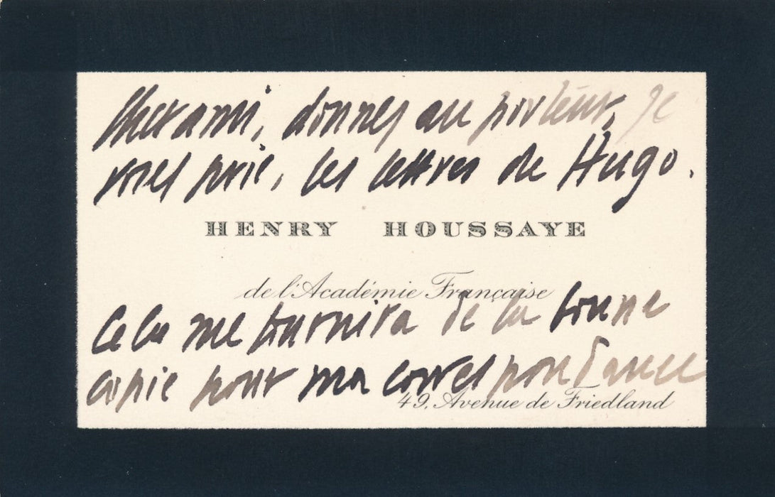  lettre Victor Hugo carte visite autographe signée