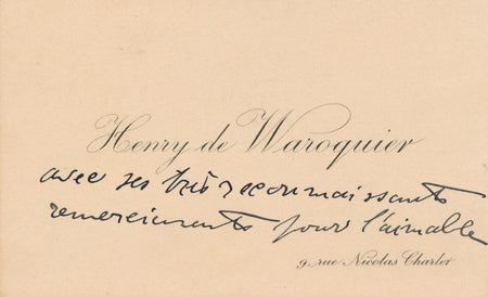 peintre dessinateur Henry de Waroquiez carte autographe signée Frantz Jourdain