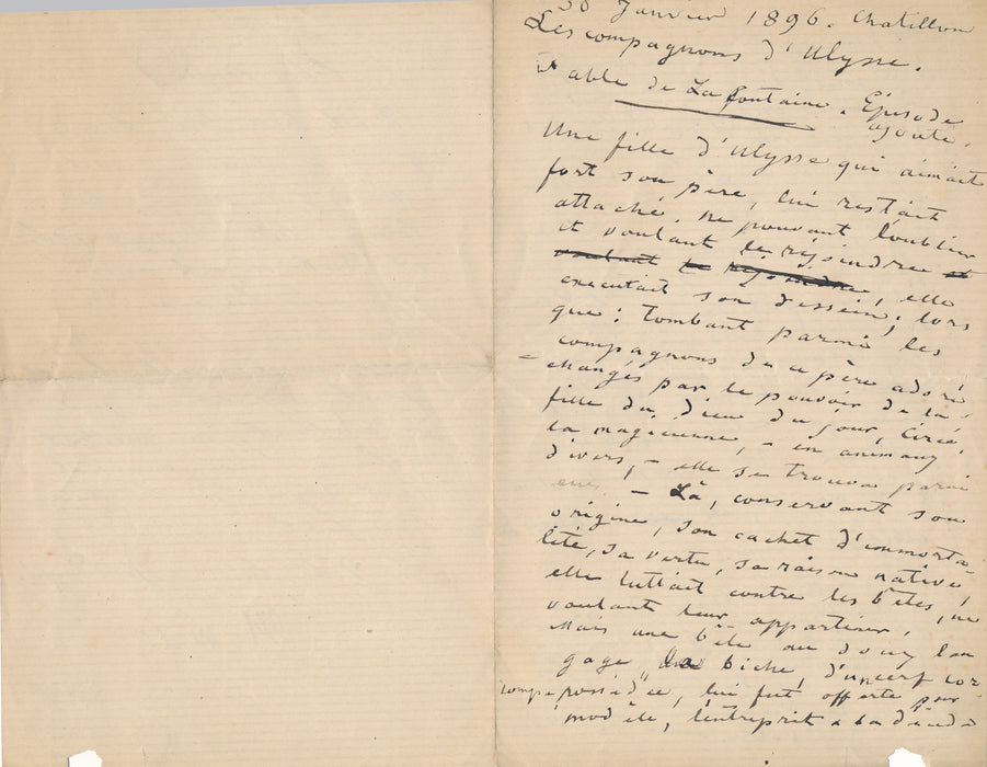 Hortense WILD lettre signée et manuscrit autographe : l'amour des hommes et celui des bêtes