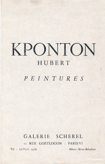 Hubert KPONTON peintre Togo dépliant invitation 1948 Jakovsky Galerie Scherel