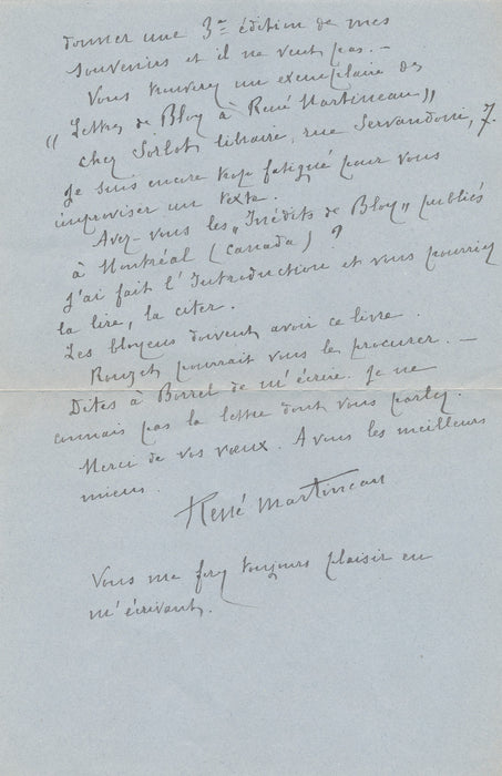 René MARTINEAU Bloy et les bloyeurs 12 lettres autographes signées correpondance