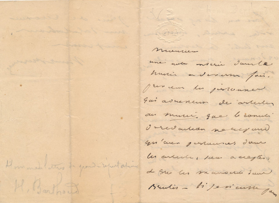 Samuel-Henry Berthoud musée des familles 2 lettres autographes signées