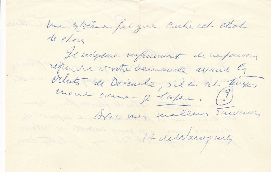 XXe s. Le peintre Henri de Waroquier n'oublie pas Léon-Paul Fargue lettre autographe