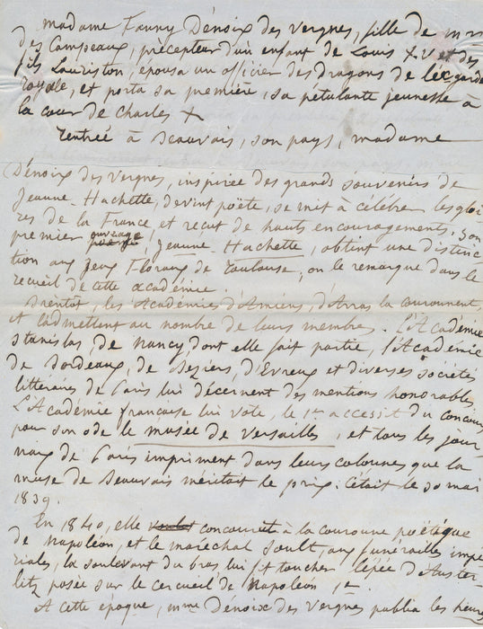 Fanny Dénoix des Vergnes 14 lettres autographes et beau manuscrit Beauvais