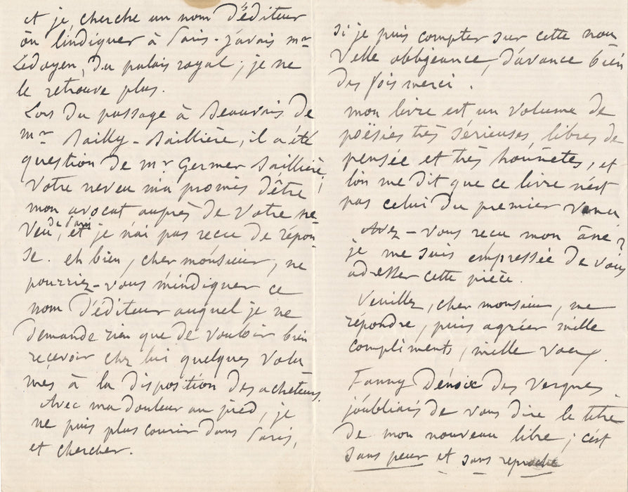 Fanny Dénoix des Vergnes 14 lettres autographes et beau manuscrit Beauvais