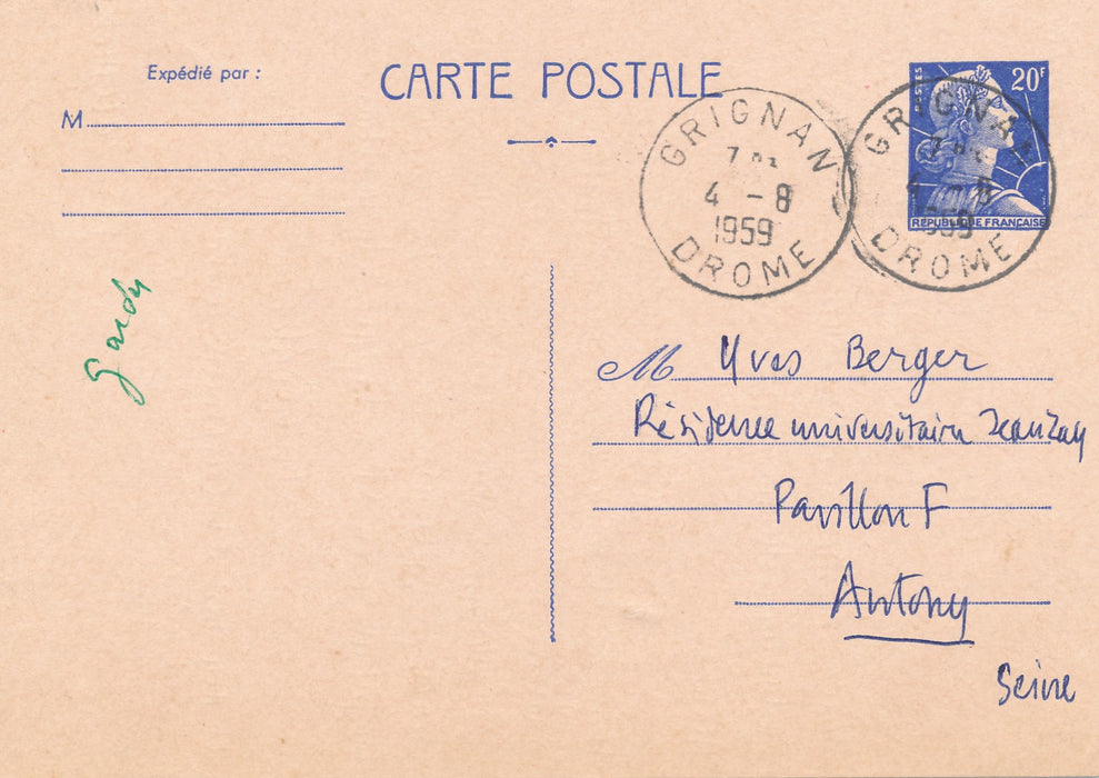 Philippe Jaccottet 2 cartes autographe signées à Yves Berger La Promenade