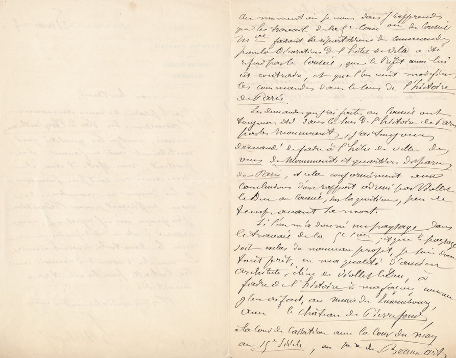 XIXe s. Emmanuel Lansyer belle lettre autographe Histoire de Paris remise en question