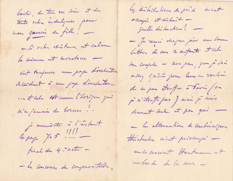 Jules Massenet belle lettre autographe signée une existence monotone...