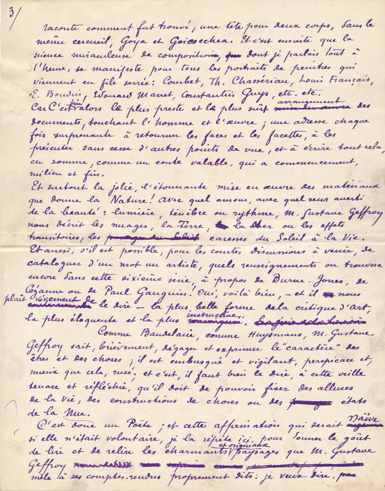XIXe-XXe s. Gustave Coquiot Manuscrit autographe signé à Louis Vaucxelles Gustave Geffroy