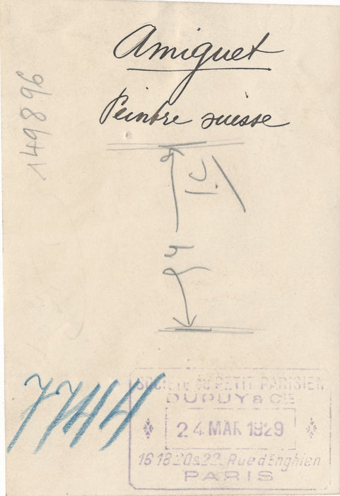 2 photos photographie Marcel Amiguet peintre graveur suisse camion atelier