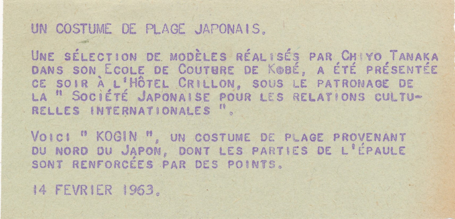 Chiyo Tanaka couturière japonaise mode Japon Paris 1963 2 photo photographie