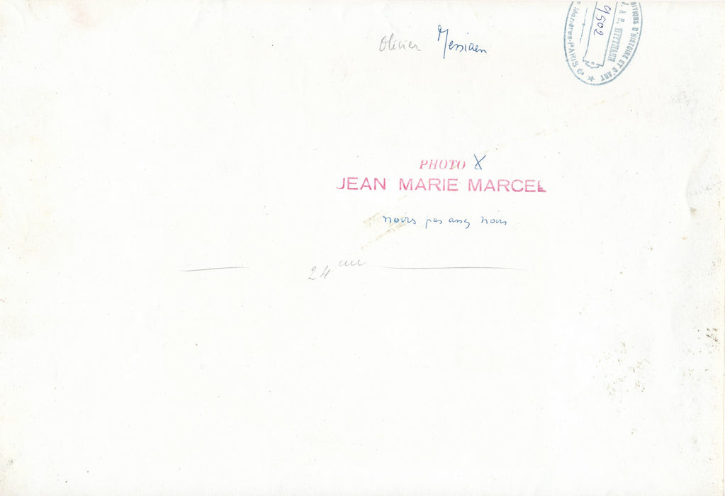 Olivier Messiaen photographie époque 1954 cachet photographe Jean Marie Marcel