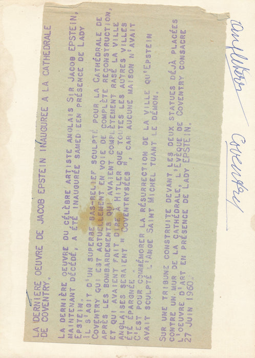 Jacob Epstein Dragon terrassant le démon photo photographie Coventry photo