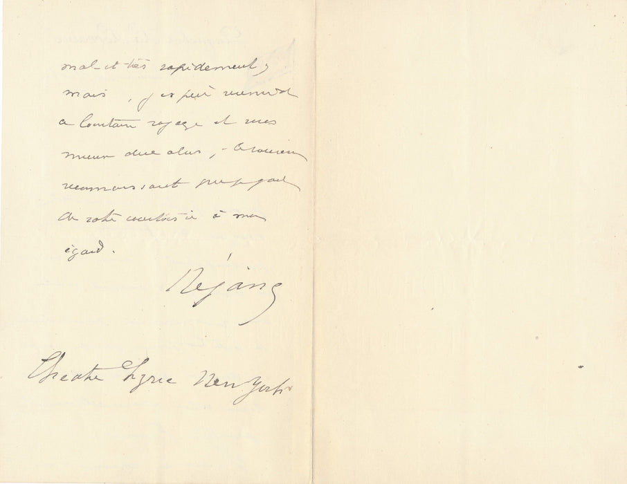 paquebot La Lorraine Réjane est reconnaissante belle lettre autographe signée