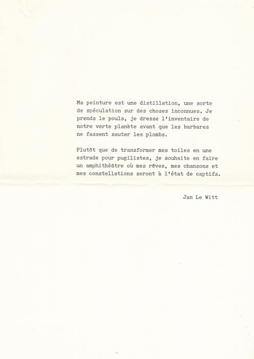 XXe s. Jan Le Witt lettre autographe signée et manuscrit dactylographié 12 p. sur l art