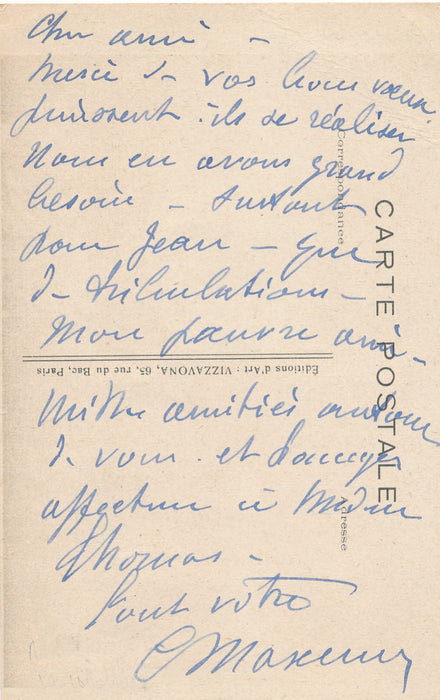 Jean Maxcence Carte de visite autographe signée peintre de la marine