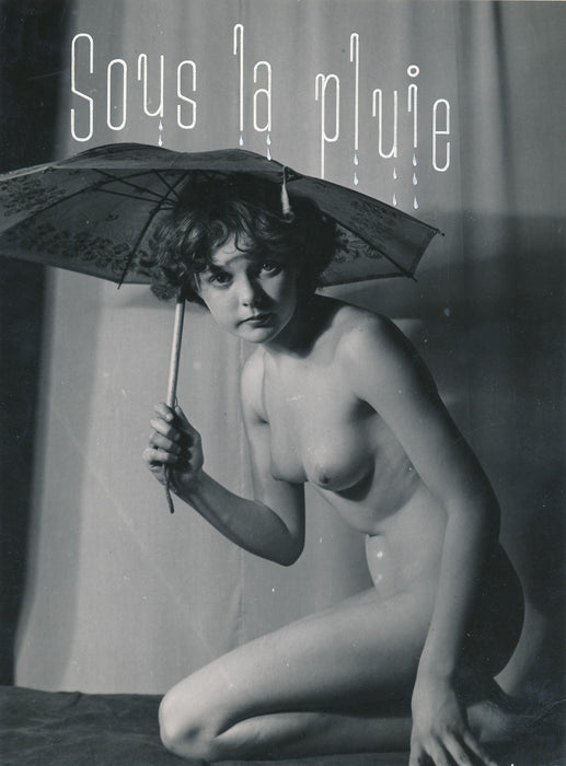 Ervin MARTON femme sexy photo photographie époque v. 1950 parapluie nu