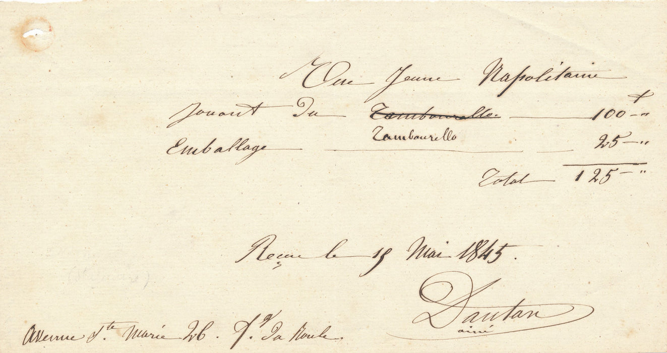 Antoine Laurent Dantan aîné 2 lettres autographes élève Wibaille 1 reçu de vente