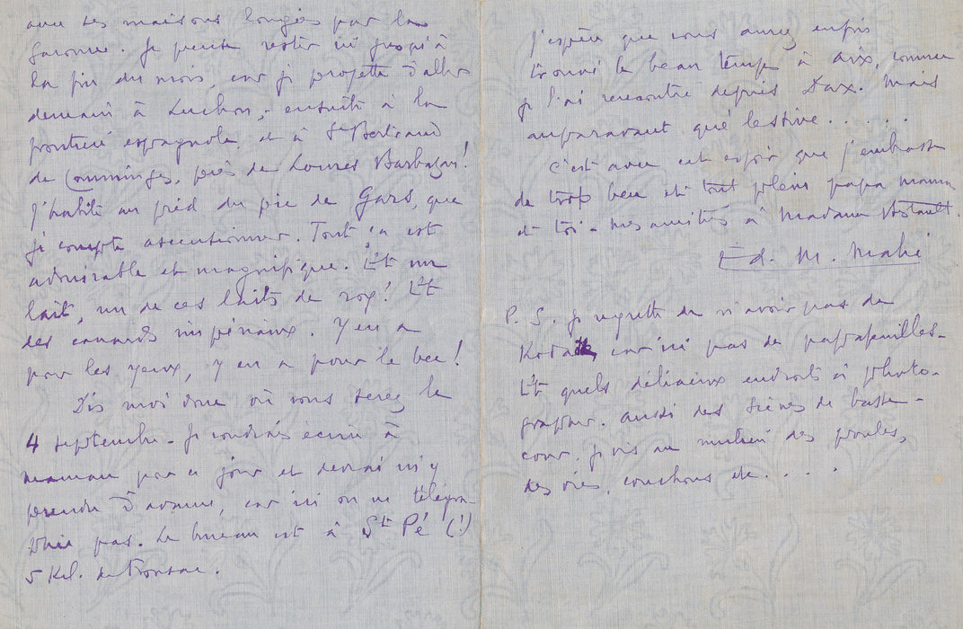 Edouard Mahé fils Pierre Mahé 2 lettres autographes philatélie timbre