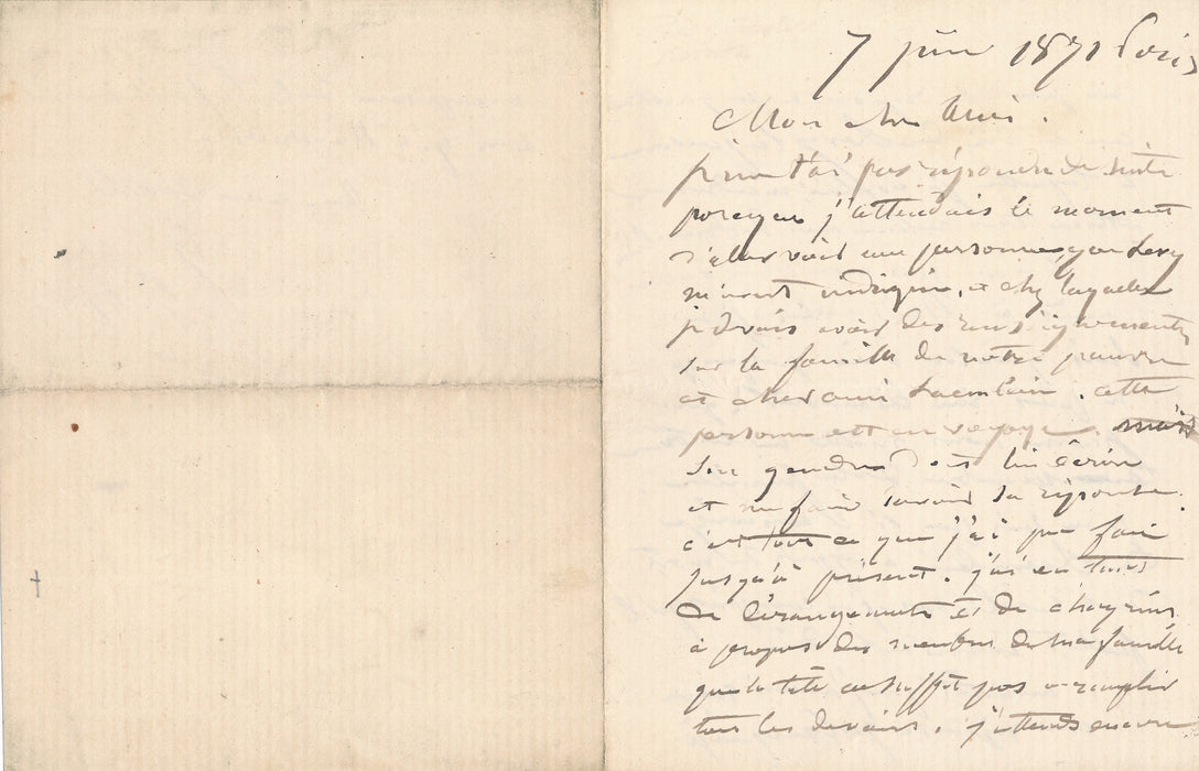 XIXe s. Isidor Pils mort du graveur Alexandre Laemlein lettre autographe signée Maillard