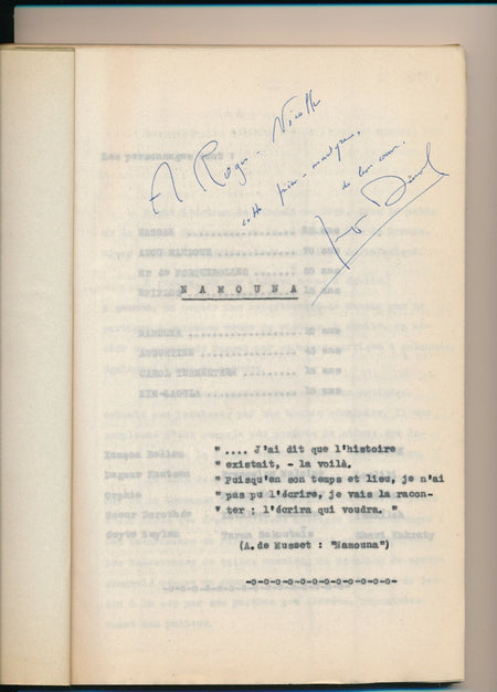 Théâtre Jacques DEVAL dramaturge 2 envois autographes comédie Namouna