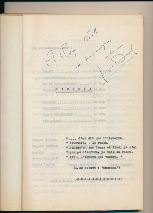 Théâtre Jacques DEVAL dramaturge 2 envois autographes comédie Namouna