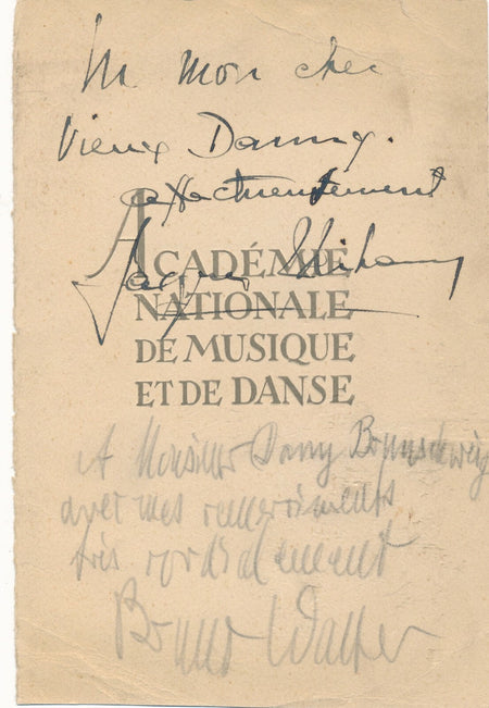 Jacques THIBAUD violoniste Bruno WALTER dédicace violoniste D. BRUNSCHWIG 