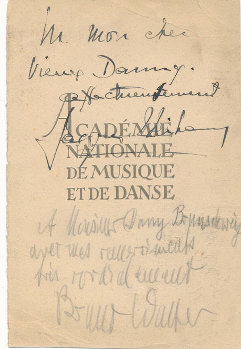 Jacques THIBAUD violoniste Bruno WALTER dédicace violoniste D. BRUNSCHWIG 