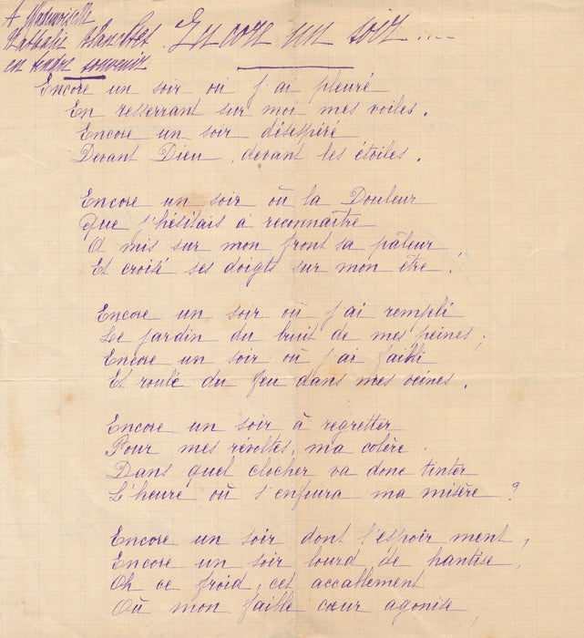 Poésie Jane Bernard-Arnoux poème autographe signé Nathalie Blanchet St Gengoux 