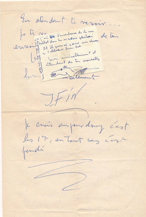 Josep Vilato Ruiz J. Fin lettre autographe signée ET carte autographe son travail