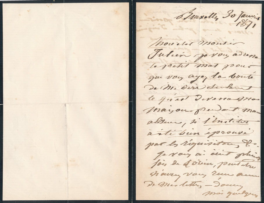 Joseph Nicolas Robert-Fleury a peur pour sa maison guerre 1870 lettre autographe