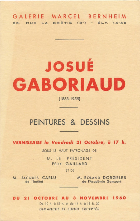 peintures dessins carton invitation 1960 Bernheim