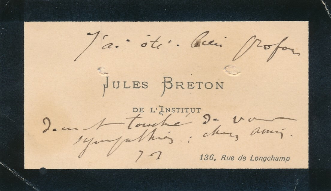 Jules BRETON (1827-1906), peintre carte autographe signée