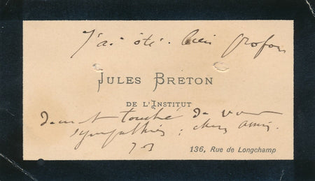 Jules BRETON (1827-1906), peintre carte autographe signée