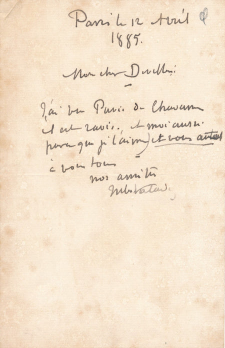  aime Puvis de Chavannes ! billet autographe signé